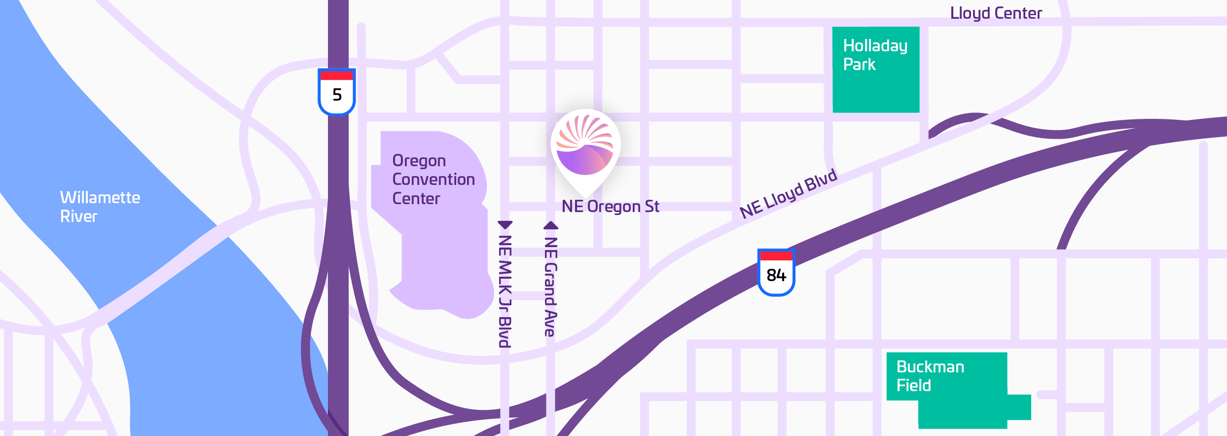 Map of the location of the RISE office in Portland